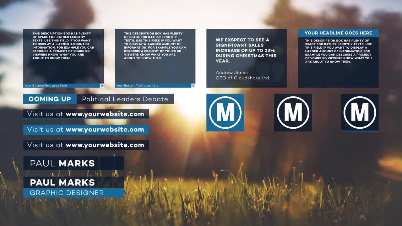 现代清新整洁的低三分之一标题动画素材库精选AE模板