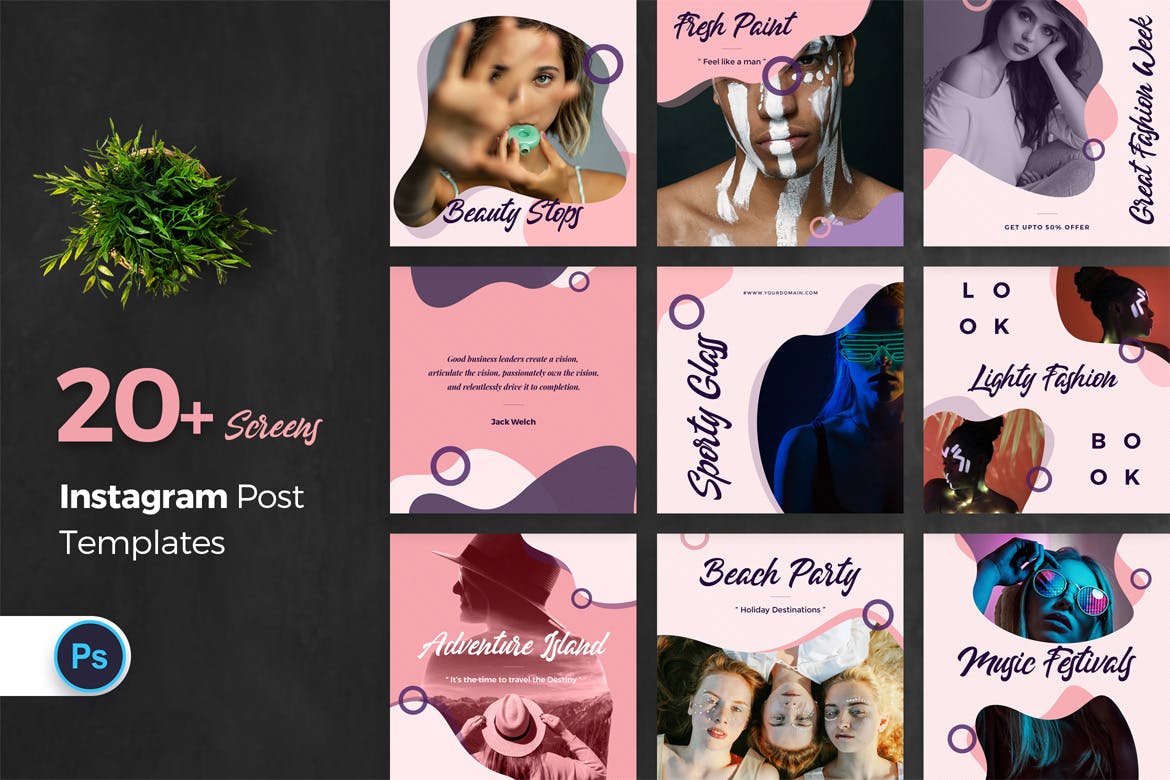 时尚创意Instagram社交平台设计素材包 Instagram Post Templates插图(1)