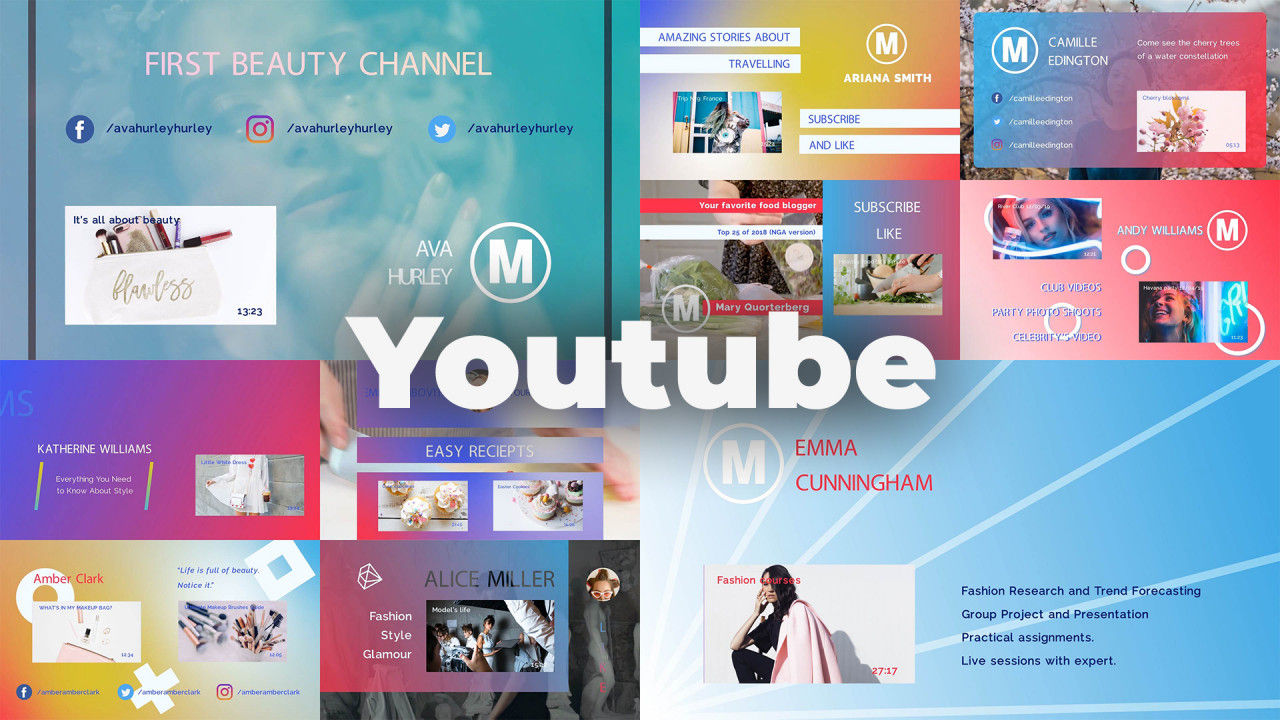 简单的文本动画和平滑的过渡效果YouTube视频素材库精选AE模板