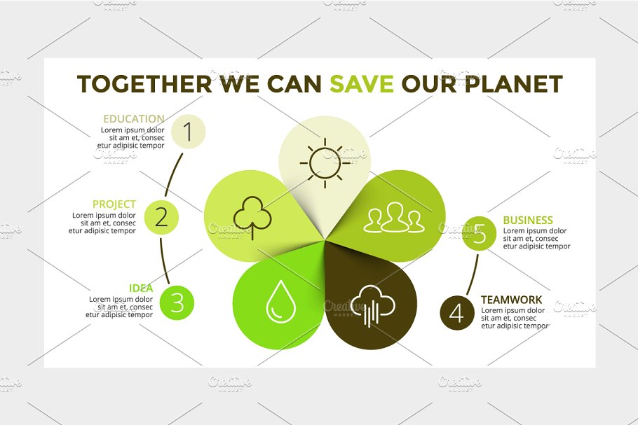生态学圆形信息图表PPT素材模板 ECOLOGY – Circle Diagrams插图(3)