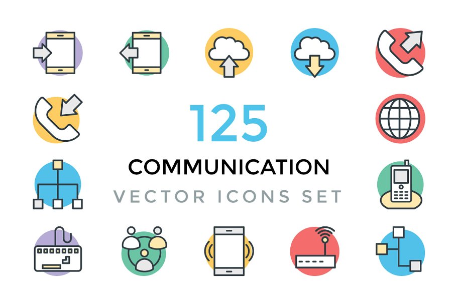 125简约网络通信矢量图标 125 Communication Vector Icons插图