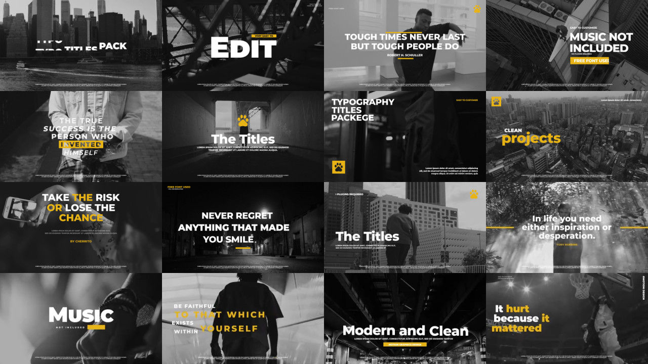 外观简洁动画效果的全屏排版标题包素材库精选AE模板