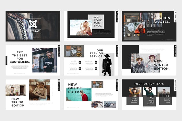 时尚行业主题PPT模板下载 Gliiterati : Fashion Powerpoint Presentation插图(4)