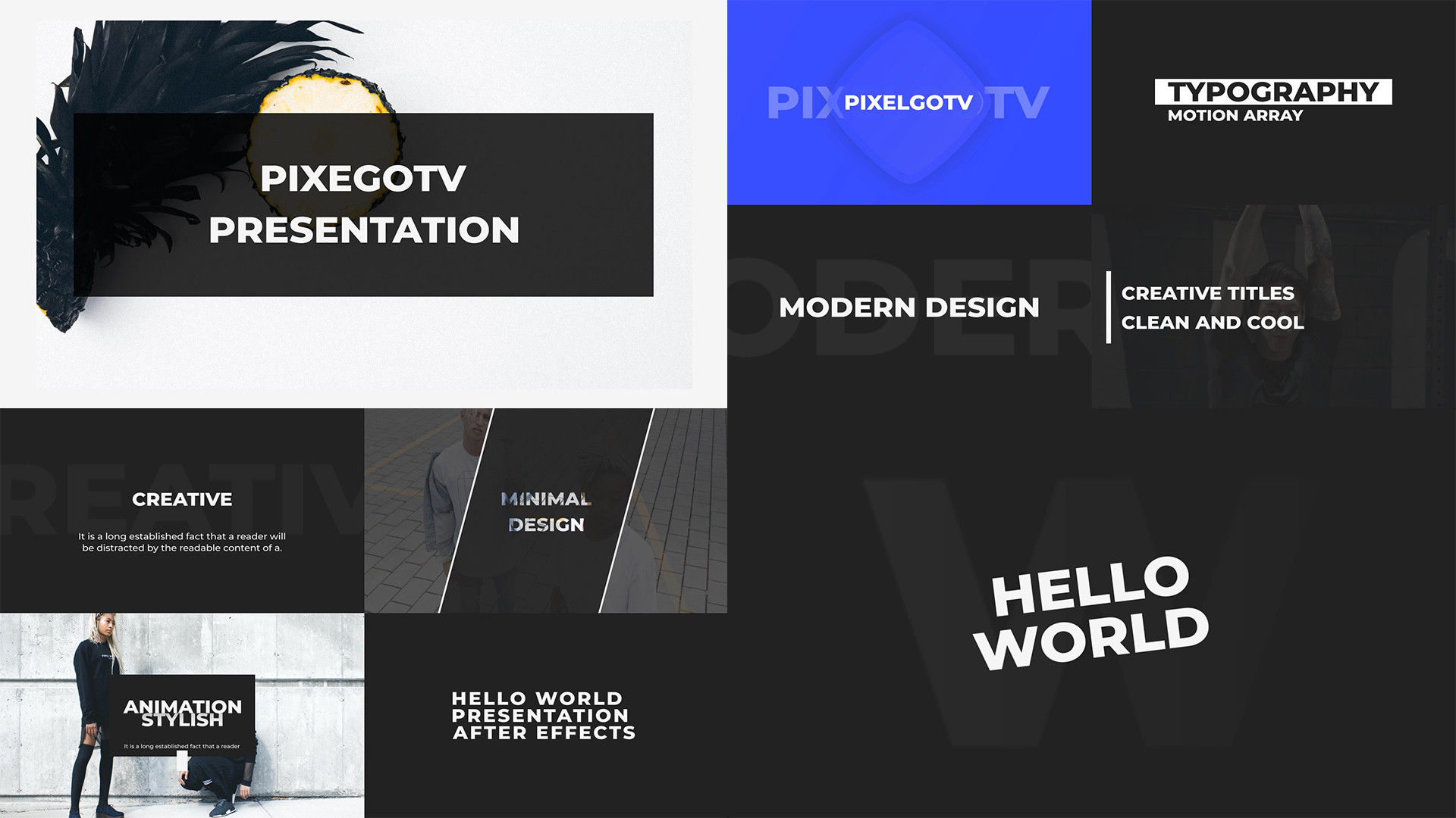 10款动感快节奏文字切换展示片头素材库精选AE模板