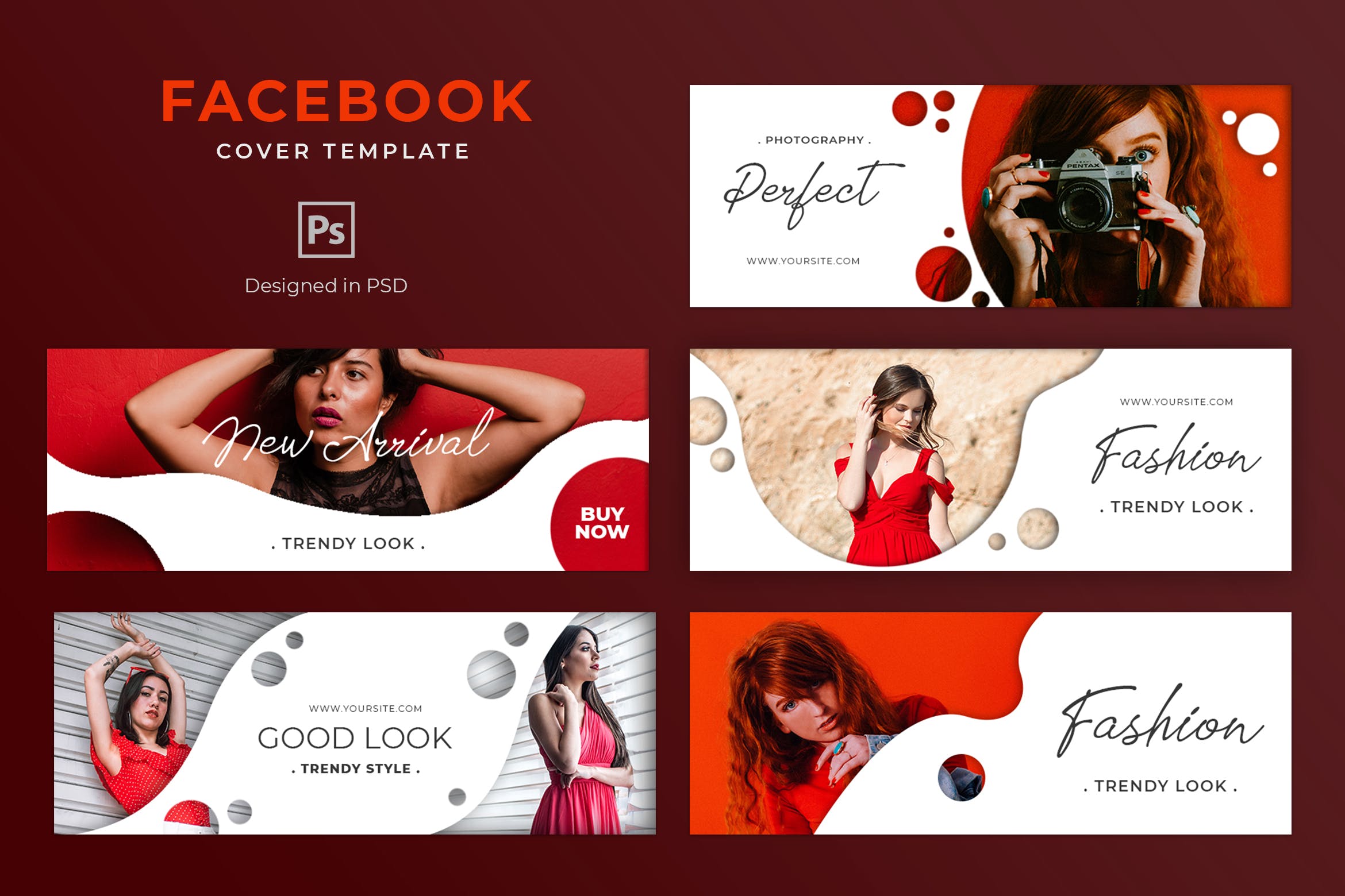 时尚奢侈品牌Facebook主页营销推广封面设计模板素材库精选 Fashion Facebook Cover Template插图