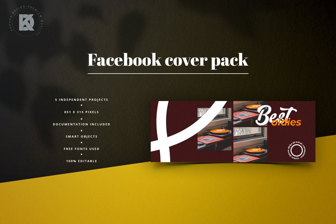 复古风格Facebook主页封面设计模板素材库精选 Retro Facebook Cover Pack插图(4)