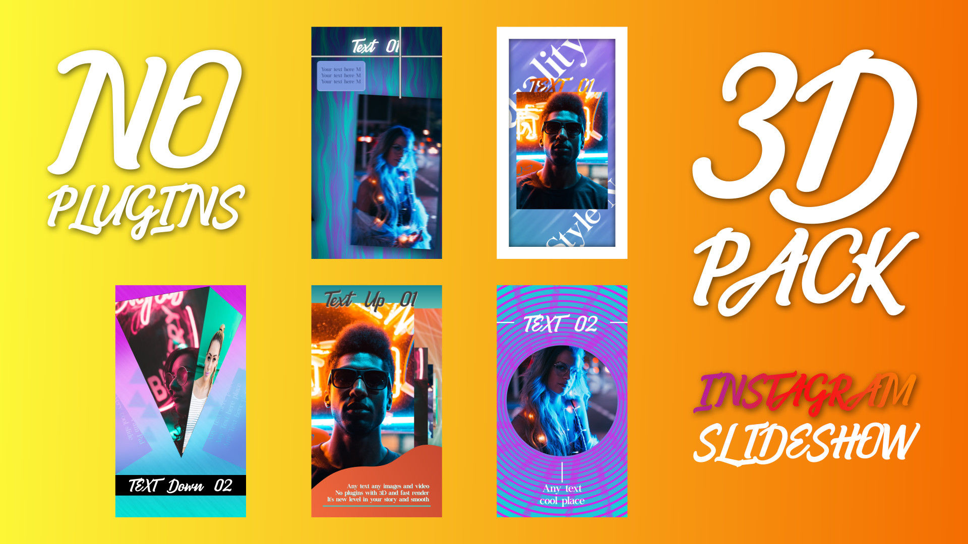 5个独特精美明亮的Instagram3D幻灯片故事素材库精选AE模板