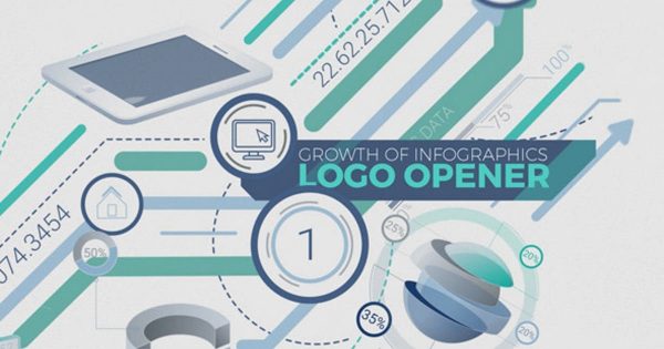 股市金融财经节目开场素材库精选AE模板 Growth Of Infographics Logo Opener