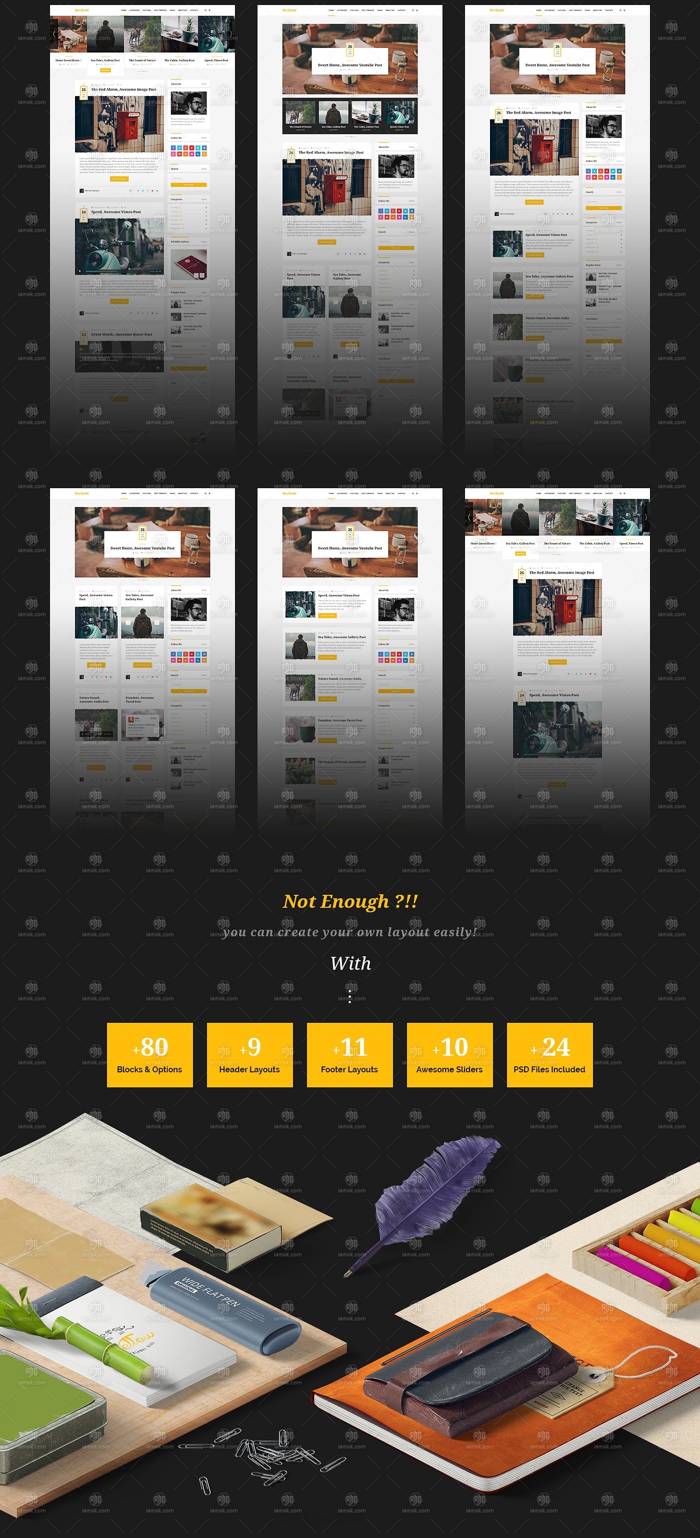 精致的响应式布局博客网页模版下载[PSD]插图(1)