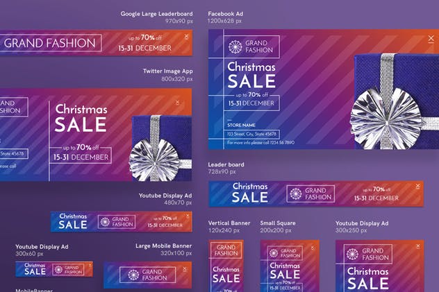圣诞节节日主题促销广告Banner设计模板合集 Christmas Sale Banner Pack Template插图(2)