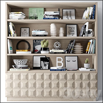 书架和装饰品素材之家精选3D模型