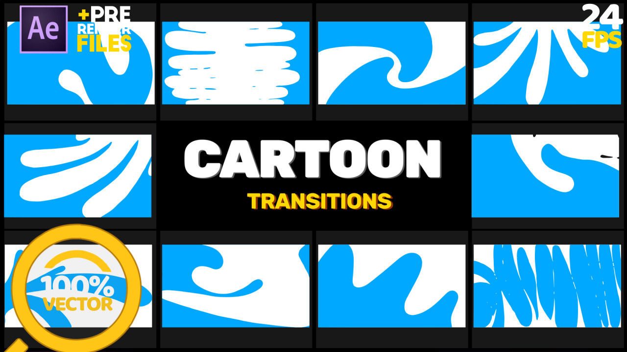 10个充满趣味的时尚动画水溅过渡效果素材库精选AE模板