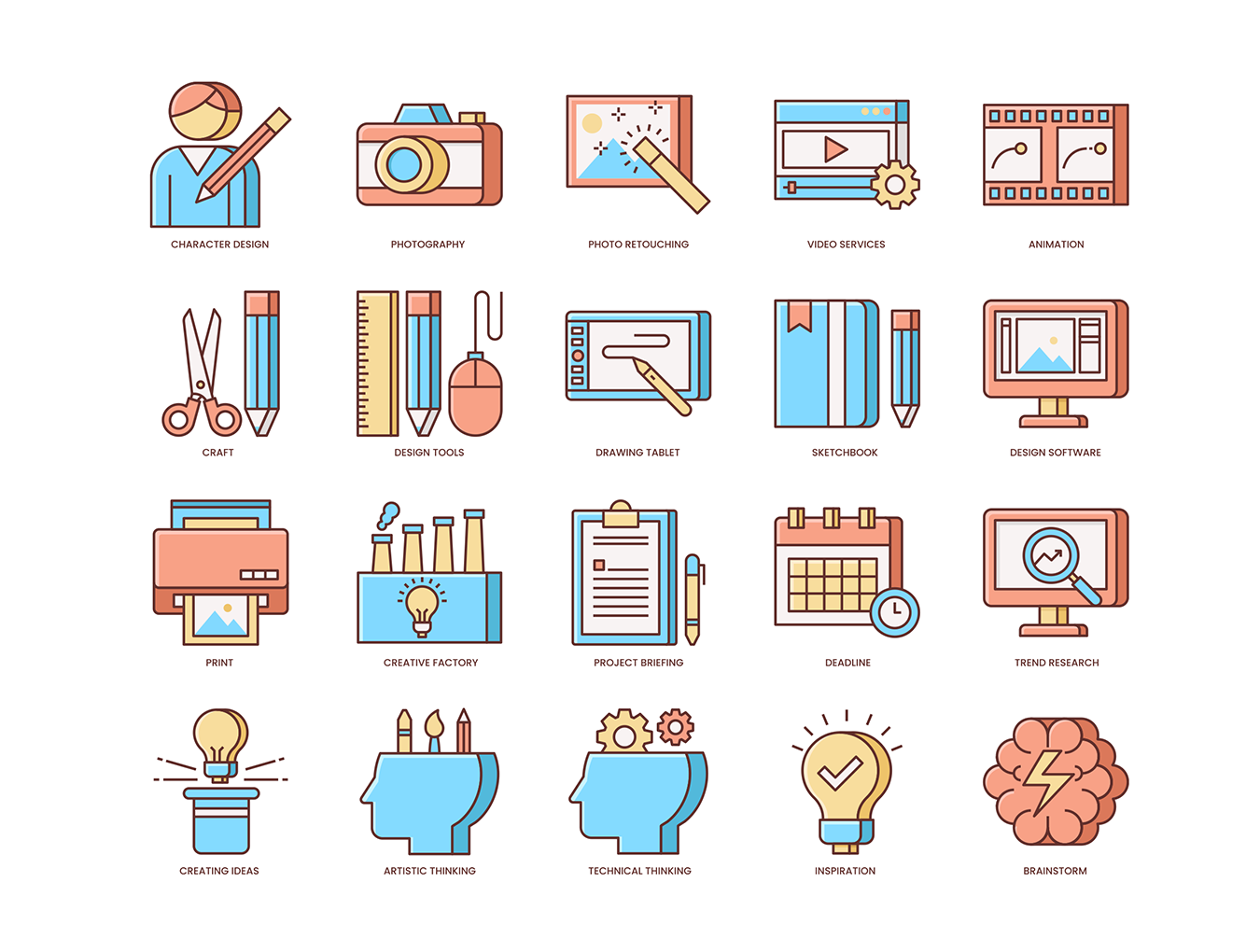 设计主题的扁平化图标套装下载[Ai,PSD]插图(2)