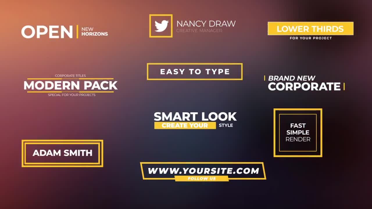 10个独特头衔/三分之二礼包素材库精选AE模板