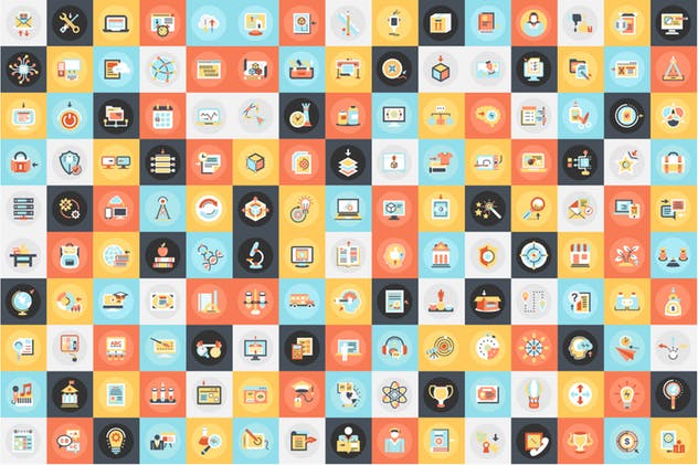 1600枚多主题扁平设计风格矢量图标套装 Bundle Flat Icons插图(9)