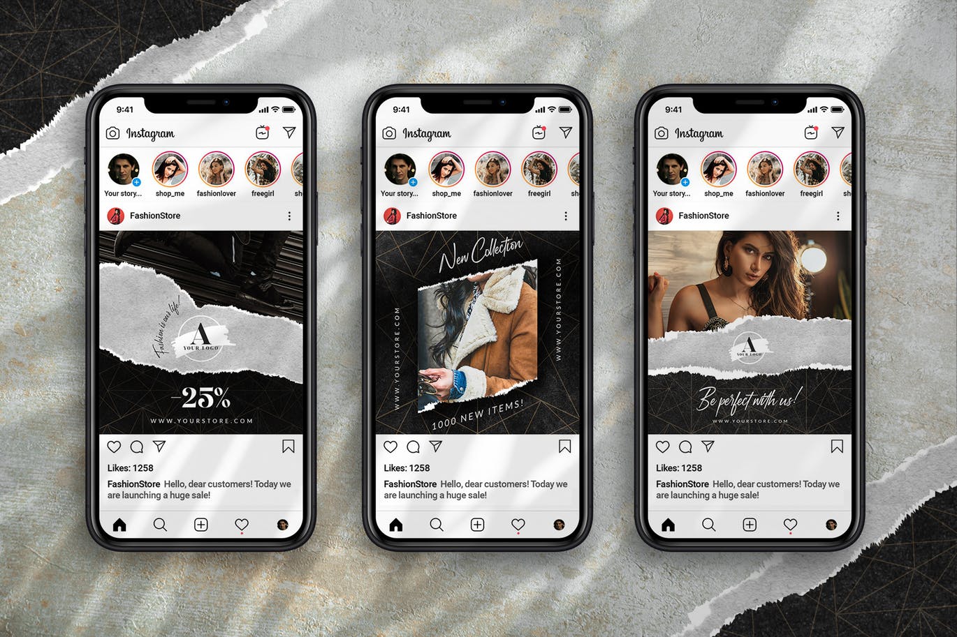 撕纸设计风格品牌促销/新品发布Instagram社交推广素材 Torn Paper Instagram插图(4)