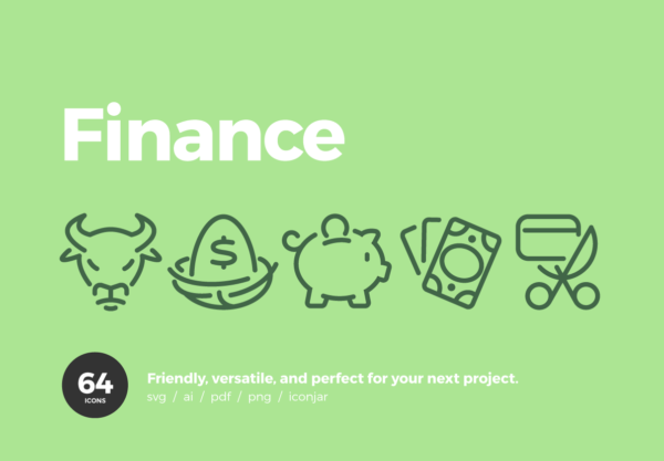 素材库下午茶：64 有创意的金融属性图标素材下载[Ai]