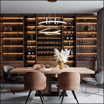 客厅和餐厅室内场景素材之家精选3D模型By QuyGia