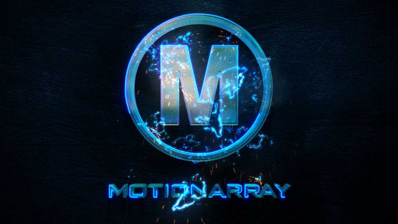 霓虹灯发光笔触火花和电流组合logo 素材库精选AE模板