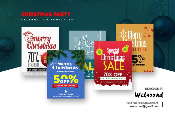 圣诞节主题促销活动素材库精选广告模板合集 Christmas Party Celebration Templates