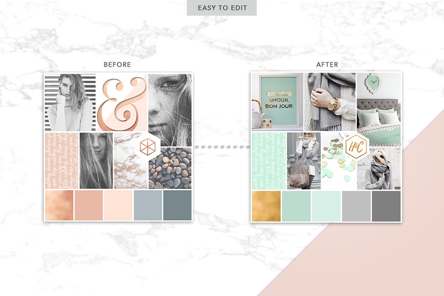 轻奢玫瑰金主题社交媒体贴图模板素材库精选 ROSE GOLD | Social Media Pack插图(9)