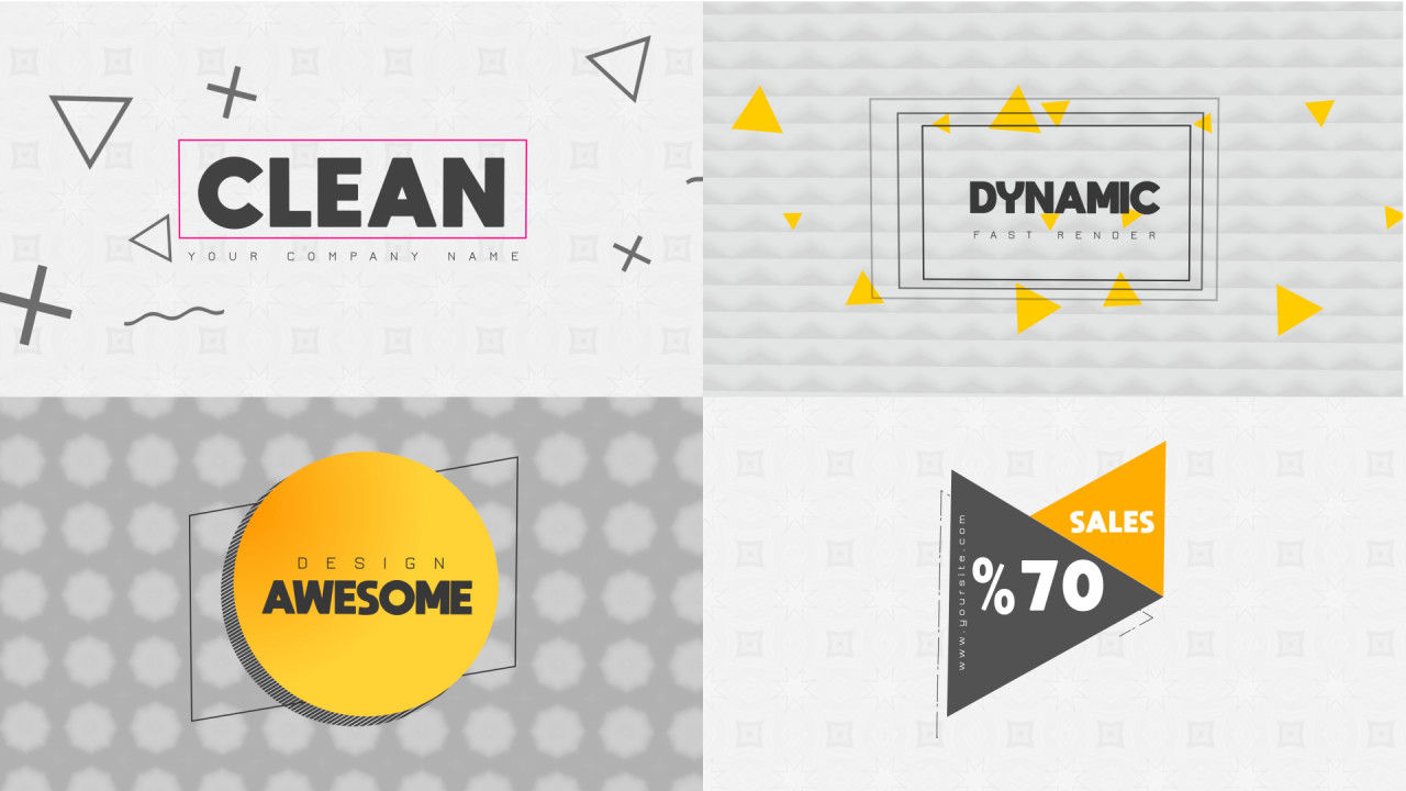 4个干净现代全屏标题素材库精选AE模板