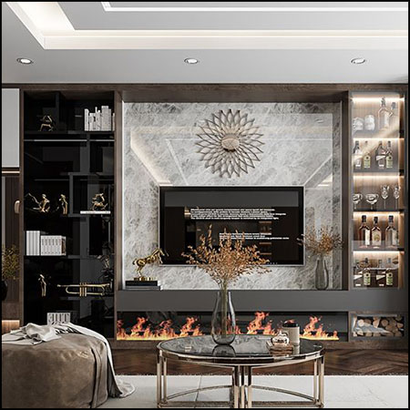 现代客厅场景素材之家精选3D模型by The Shaw