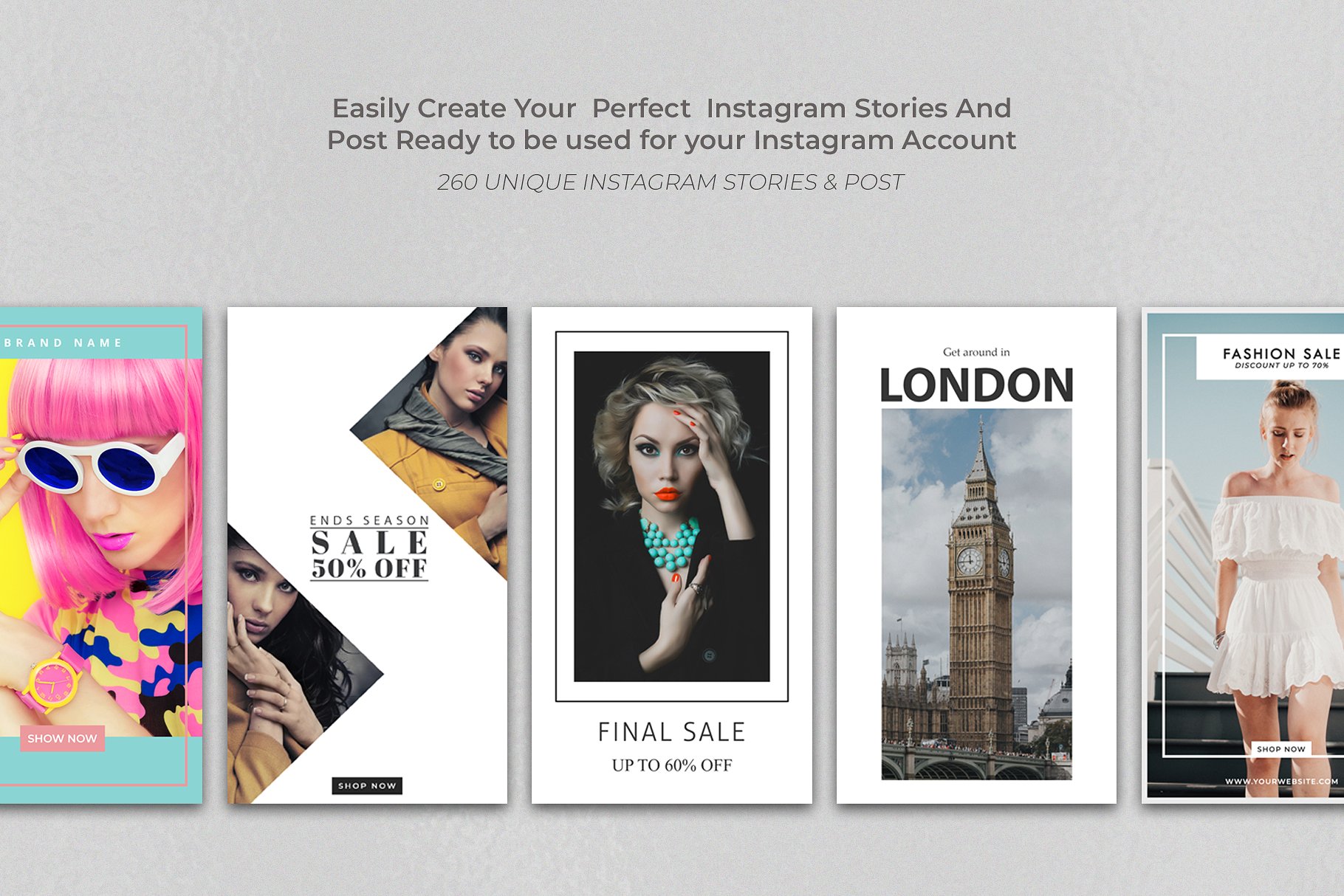 260款Instagram故事&文章贴图模板素材库精选 260 Instagram Stories & Post Bundle插图(1)