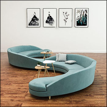 北欧异形弧形半圆形组合沙发素材之家精选3D模型