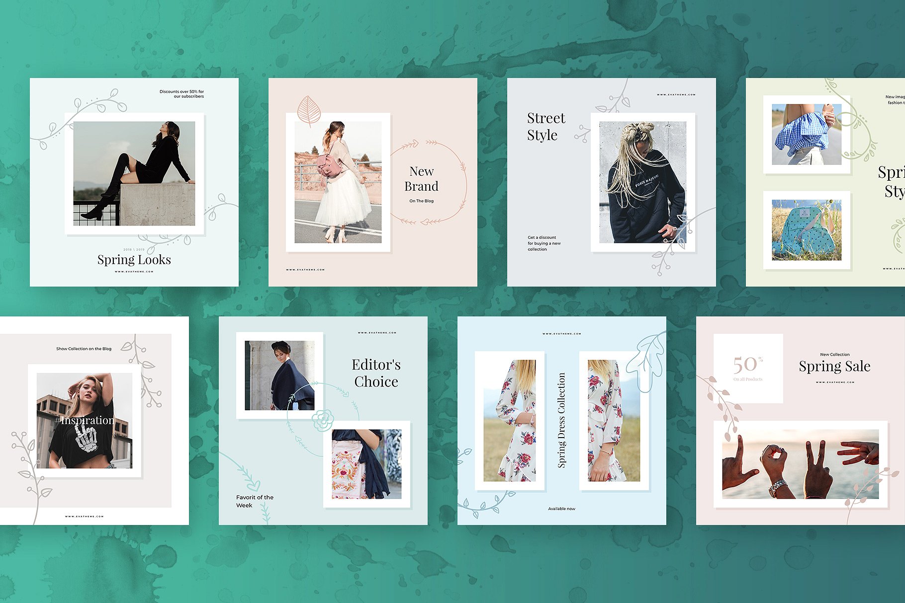 10款简约干净Instagram创意贴图模板素材库精选 Elly Instagram Templates Vol.1插图(2)