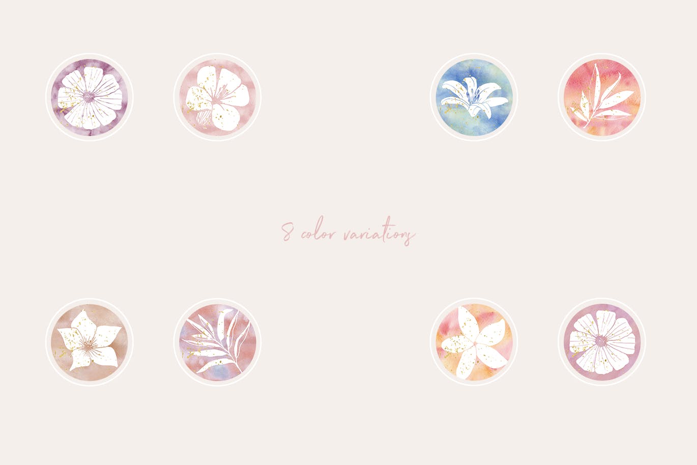 112个创意水彩花卉Instagram社交封面设计素材 Floral Instagram Highlight Covers插图(3)