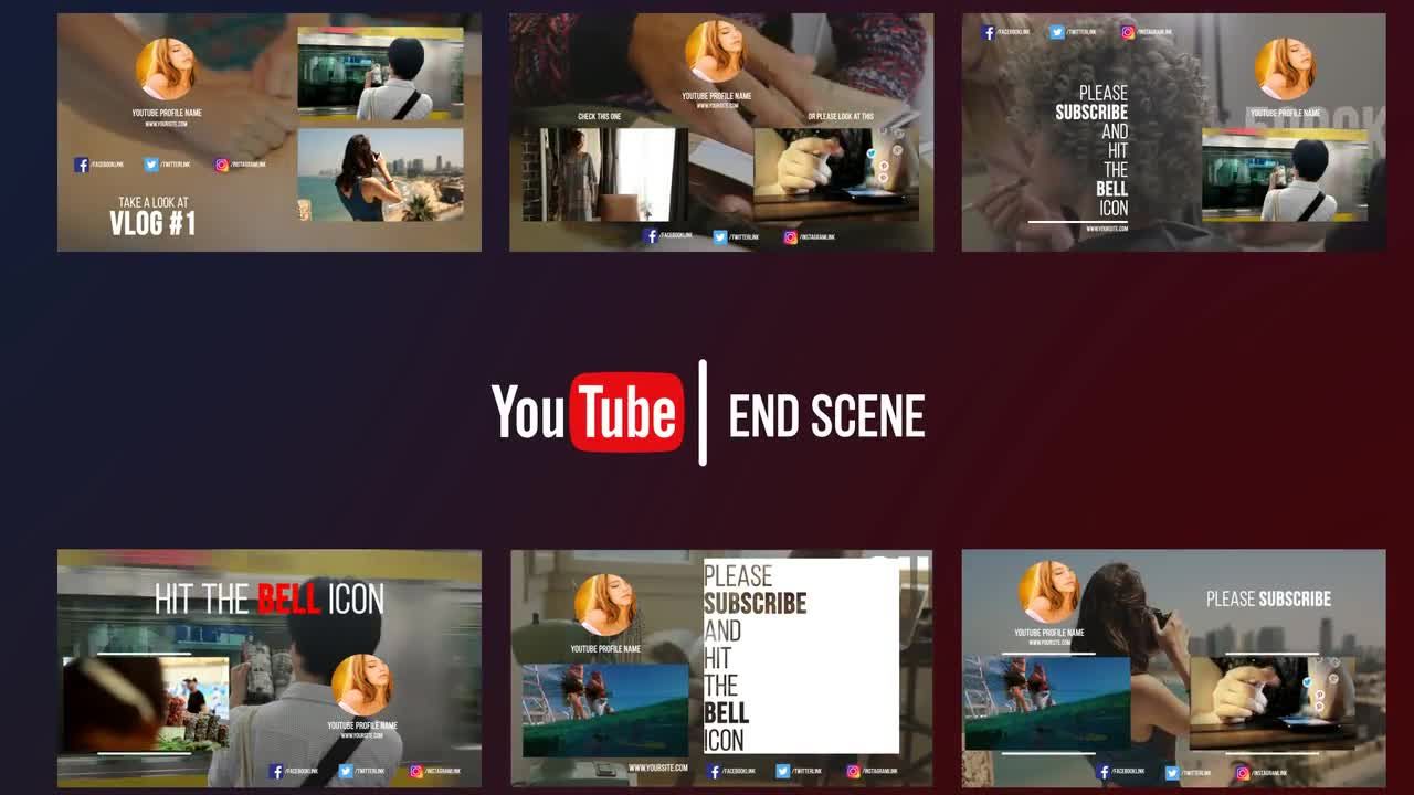 时尚的Youtube结束屏幕动画素材库精选PR模板