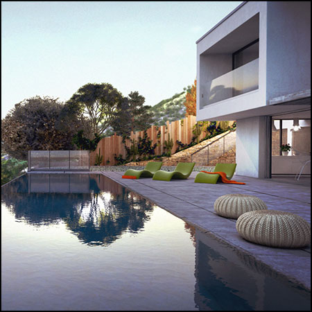 现代别墅室外游泳池场景素材之家精选3D模型
