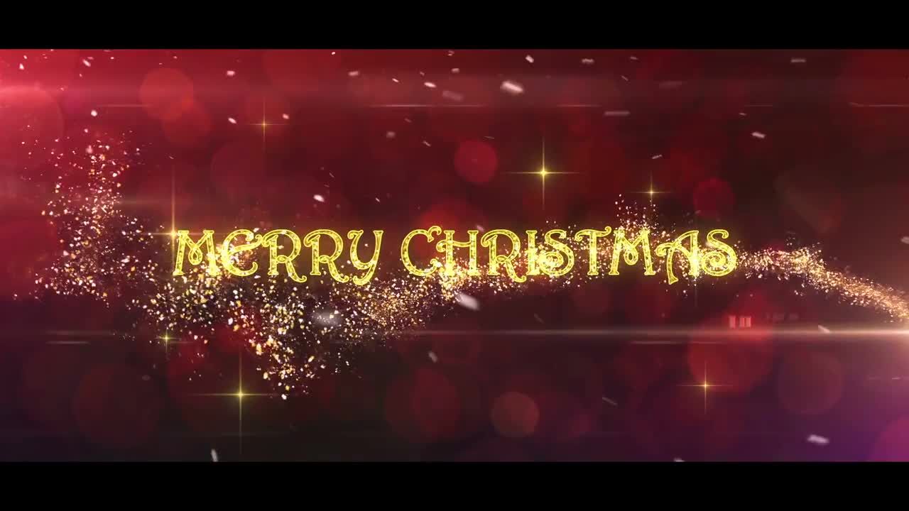 金色闪亮粒子文字动画圣诞快乐幻灯片开场素材库精选AE模板