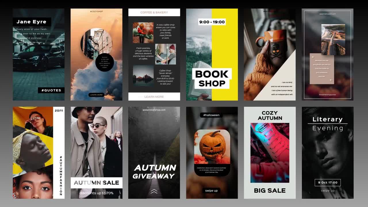 12个设计独特Instagram故事素材库精选AE模板