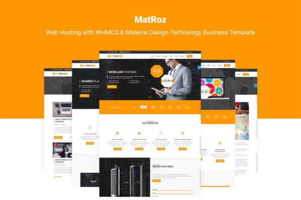服务器托管商云服务器供应商网站HTML模板素材库精选 MatRoz | Hosting &amp; Technology Business Template