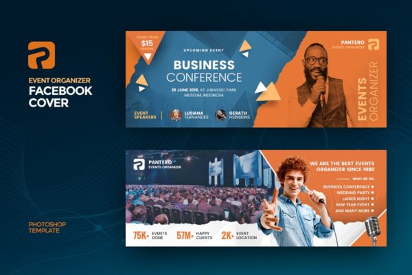 活动会议组织机构Facebook社交主页封面设计模板素材库精选 Event Organizer Facebook Cover Template