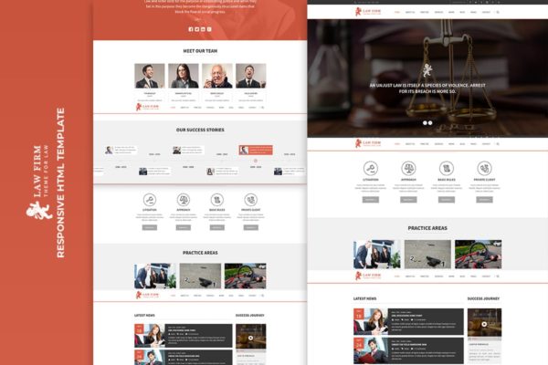 律师事务所响应式网站设计HTML5模板素材库精选 Law Firm – Responsive HTML Template