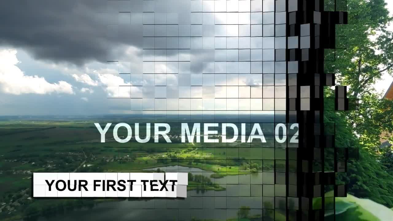 动态马赛克格子翻转效果开场视频素材库精选AE模板