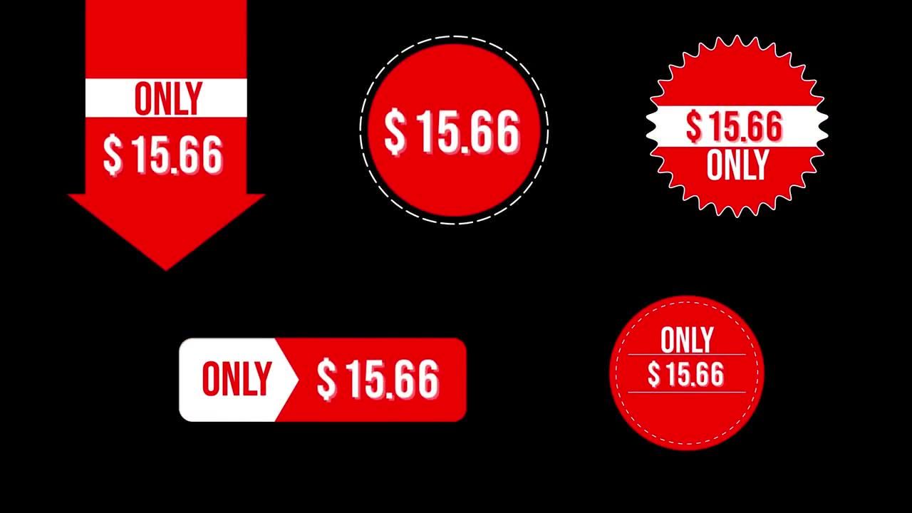 5个设计独特的商品价格标签素材库精选AE模板