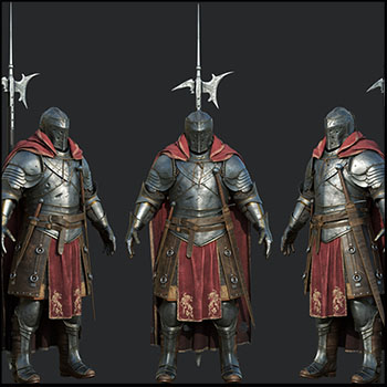 战士盔甲和古代兵器戟素材之家精选3D模型