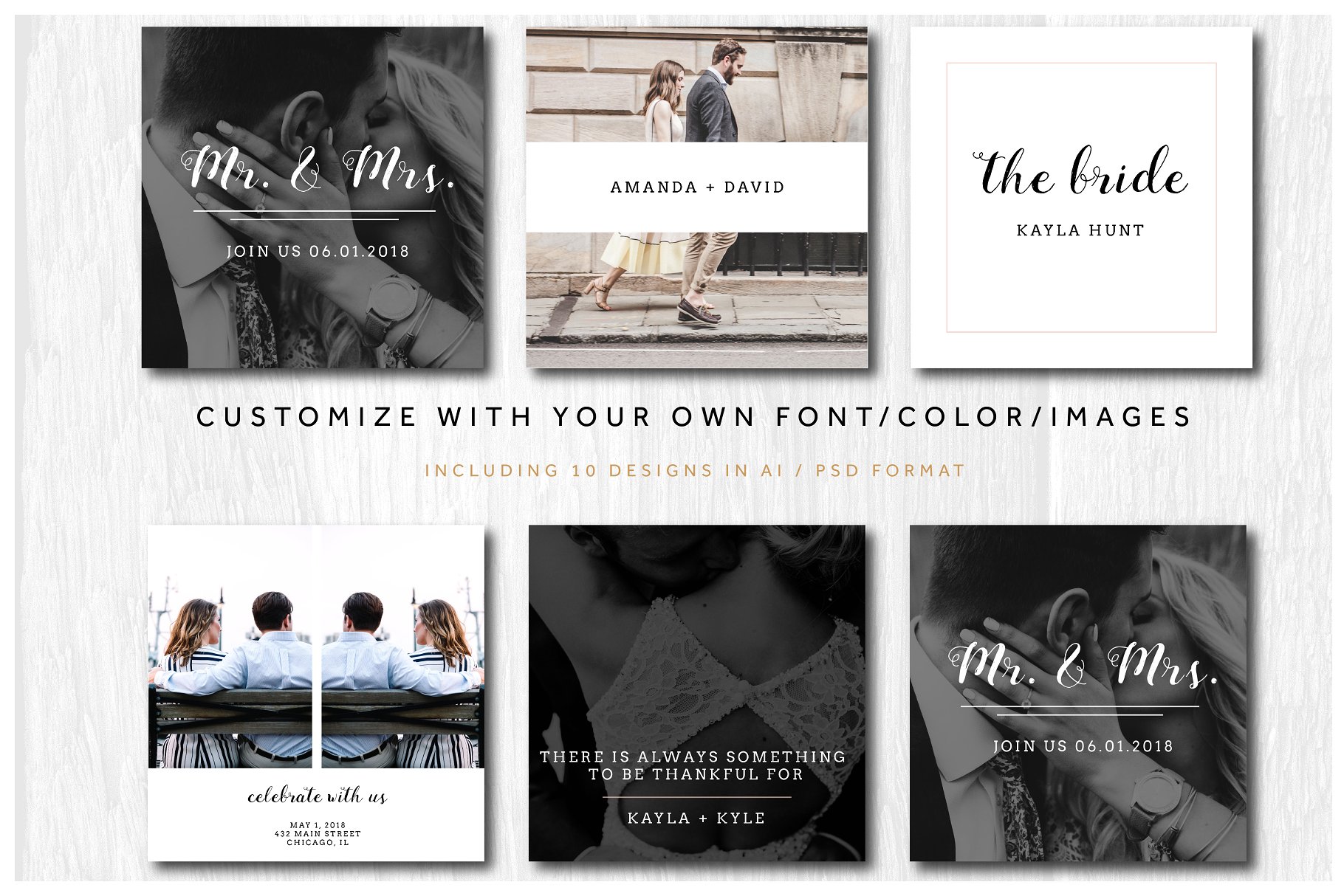 婚礼婚庆主题社交媒体贴图素材包 The Wedding – Social Media Pack插图(1)