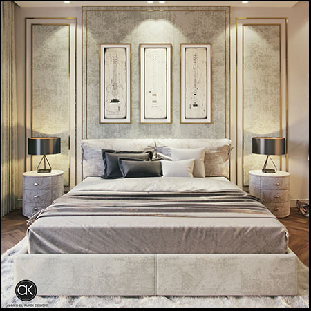 大理石背景墙卧室室内场景素材之家精选3D模型