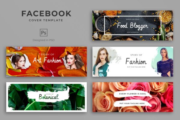 水彩笔刷设计风格Facebook主页封面设计模板素材库精选 Watercolor Facebook Cover Template