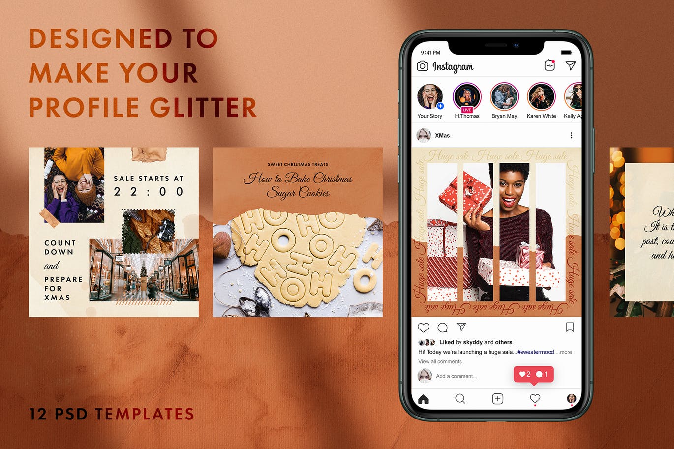 圣诞节主题风格Instagram社交推广素材包 Christmas Instagram Pack插图(1)