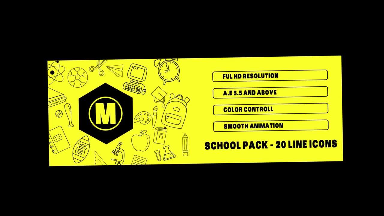 校园风学生时代线条元素动画logo 素材库精选AE模板