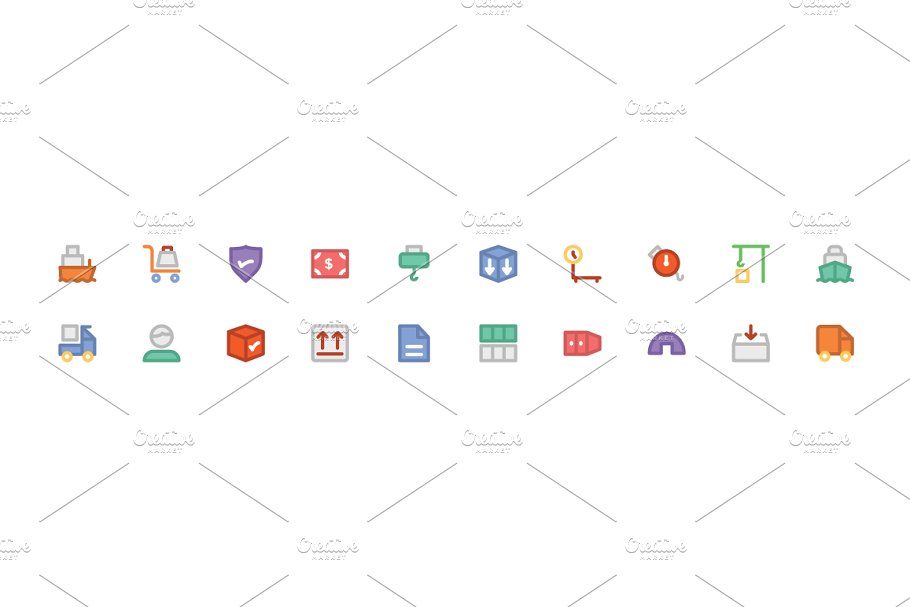 200+物流运输主题彩色图标 200+ Logistics Delivery Colored Icon插图(3)