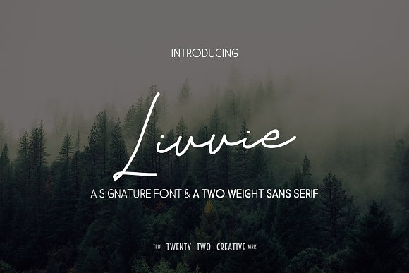 Livvie – Signature & Sans Font Duo素材之家精选英文字体