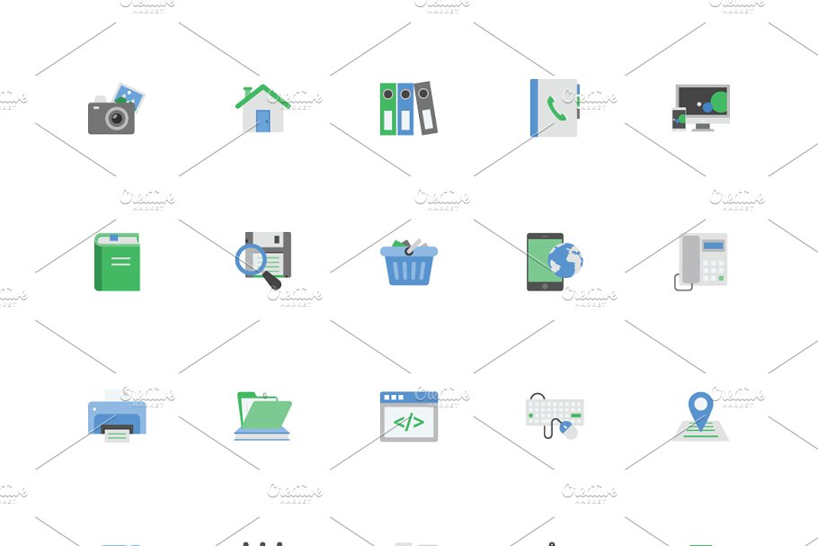 550+扁平通用互联网应用图标集 550+ Flat Universal Web Icons Pack插图(1)