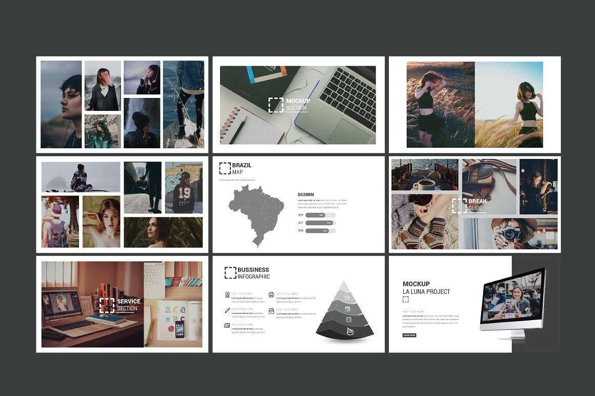 现代多图的极简主义商业化ppt模板下载[pptx]插图(2)